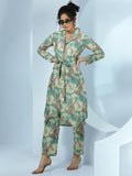 Libas Womens Printed Silk Blend Co-Ord Set For Women Grey 2Xl