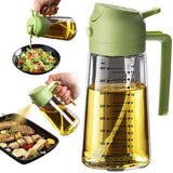 TrendPlain 470ml Olive Oil Spray Bottle - 2 in 1 Olive Oil Dispenser Bottle for Kitchen Accessories - Kitchen Gadgets, For Air Fryer - Green