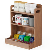 Solid Wood Matcha & Coffee Station Organizer, 3Tier Countertop Mug Holder