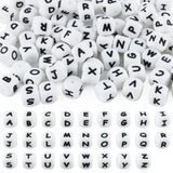 Kovict 78Pcs 12mm Letter Silicone Beads for Keychain Making, White Alphabet Square Silicone Letter Beads for Bracelets Necklace