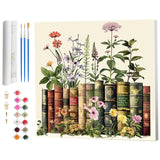 Amphol Paint by Numbers Kit for Adults, DIY Book Flowers Paint by Numbers Kit on Canvas with Brushes, Acrylic Paint, Painting by