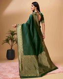 Sugathari Womens Banarasi Saree Pure Kanjivaram Silk Saree Soft New Ladies 2023 Design Wear Pattu Sarees Latest Cotton Party Sari Collections With Blouse Piece For Wedding Sadi (Sam Pari-113 Green) Green Free Size Kanchipuram Banarasi Saree 113
