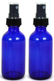 Cobalt Blue Glass Spray Bottle (2 oz, 2 pk) Waterproof Labels Included, Fine Mist Sprayer, Essential Oils, Colognes & Perfumes