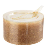 I00000 72 Pieces Plastic Dessert Plates 7.5 & 72 Pieces Gold Disposable Forks 7.4 with Gold Glitter, Gold Disposable Plates, Pla