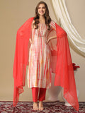 Anni Designer Women'S Rayon Blend Straight Printed Kurta With Pant & Dupatta (Tiedye Red-Nw_L_Red_Large),Red,L,,,