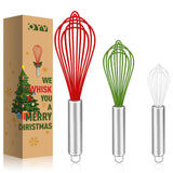 OYV Christmas Whisk Set - 3 Sizes (12 , 10 , 8 ) - Holiday Red, Green & White Stainless Steel Whisks for Baking, Cooking &