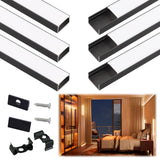 Muzata 6Pack 3.3Ft/1M Wider Led Channel System With Milky White Cover Black Aluminum Led Strip Channel For Waterproof Led Strips Up To 16Mm U102 Bw -Like New