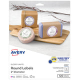 Avery Printable Round Labels with Sure Feed, 2 Diameter, Glossy White, 600 Customizable Labels (22807)