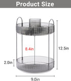 Asayuee 360 Rotating Makeup Organizer,2 Tier Large Capacity Make Up Organizers and Storage,Skincare Perfume Vanity Organizers,Bathroom Cosmetics Storage Organizer Countertop(Grey)
