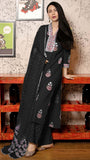 Gosriki Women'S Rayon Viscose Printed Straight Kurta With Pant & Dupatta (Belagavi Black-Vks01-Gs_Xl_Black_X-Large),Black,,B0DRZP2GPN