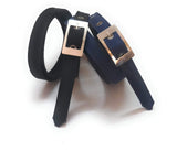 Generic Xxl Oversize Plus Size Long Ladies Formal Casual Denim Material Jeans Belt 2Pcs Black And Nevy Blue