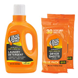 DEAD DOWN WIND Unscented Laundry Detergent Combo (40oz Liquid Detergent & 130ct Dryer Sheet) Hunting Scent Control Durable