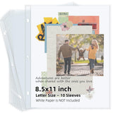 Vienrose Scrapbook Refill Pages 8.5x11, 10 Pack Heavyweight Clear Page Protectors for 3 Ring Binders, Top Loading Plastic Sleeve