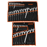 VEVOR Combination Wrench Set, 44-Piece SAE and Metric, 12-Point Box End and 15 Angled Open End Combination Wrenches with Roll Up