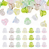 FASHEWELRY 28Pcs Wind Bell Beads for Jewelry Making, Acrylic Flower Beads Caps Mixed Color Transparent Floral Bell Bead for DIY