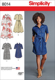Simplicity 8014 Womens Shirt Dress Sewing Patterns, Sizes 1624