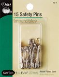 Dritz 721 Safety Pins, Size 1 (15Count), Nickel