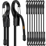 8-Piece 24-inch Adjustable Bungee Cords with Hooks, Heavy Duty Outdoor Carabiner Bungee Straps, Easily Adjust from 7 to 24, Blac