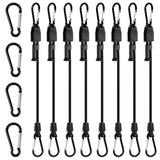 Joneaz Black Bungee Cords with Hooks 24 in, with 8 Pcs Adjustable Carabiner Bungee Straps and 4 Spare Clips, UV Resistant Shock