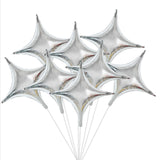 TONIFUL 20Pcs 26Inch Star Balloons Large Silver Four Pointed Star Shape Foil Balloons Big Silver Star Mylar Balloons for Birthda