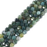 Moss Agate 6mm Gemstone Triangle Faceted Round Loose Beads Strand 15.5 DIY Jewelry Making