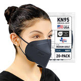 AccuMed BNX 20-Pack Kids KN95 Face Mask, Disposable Particulate KN95 Mask Made in USA, Protection Against Dust, Pollen and Haze