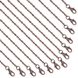 Lemonkey 24 Pack Necklace Chains Bulk,Red Copper Plated DIY Cable Link Chains for Jewelry Making 16 Inches