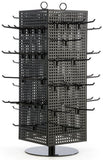 Countertop Pegboard Spinner Rack, Magnetic, 60 Hooks (Black with Black Pegs, Steel)
