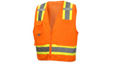 Pyramex RVZ2420 Series Class 2 Surveyors Safety Vest with 6 Pockets, HiVis Orange, 5X Large
