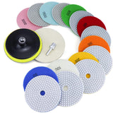 Diamond Polishing Pads 5 Inch with 5/8-11 Hook & Loop Backing Pads, 10pcs Wet/Dry Concrete Polish Tools Kit for Drill, Grinder,
