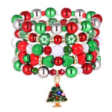 BSJELL Christmas Bracelets Beaded Xmas Tree Stretch Bracelet Christmas Holiday Costume Party Jewelry Decorations Gifts