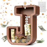 Summidate Wooden Letter Piggy Bank, Extra Thick Large Capacity Piggy Bank for Kids Boys Girls Toddler, Alphabet J Money Bank| Co