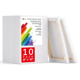 Simetufy 8x10 Inch Stretched Canvas for Painting, 10 Pack 100% Cotton Professional Blank Art Canvas Using Acrylic Paint or Oil (