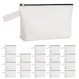 Koolmox 20 Pack 12Oz Blank Makeup Bags with Bottom and Strap, Multi-purpose Large Canvas Zipper Toiletry Organization Pouch Blan