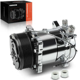 A-Premium Air Conditioner AC Compressor with Clutch Compatible with Sanden 508, 8-Groove Serpentine Belt, Chromed