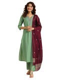 Libas Women'S Silk Blend Kurta Sets (400608I_Green_M)