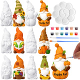 Arrowbash 6 Pcs Fall Ceramics to Paint Ready to Paint Your Own Gnome Statues 5.12 Autumn Thanksgiving Paintable Figurines DIY Un