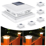 VOLISUN Solar Post Cap Lights: 6 - Pack Outdoor Deck Post Cap Lights White for Dock Fence Waterproof 2 Color Modes,4x4/6x6 Woode