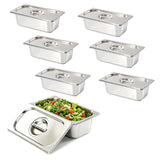 Bofolai 6 Pack 1/3 Hotel Pan with Lid, 4 Inch Deep Stainless Steel Steam Table Pan, 0.8mm Heavy Duty Food Grade Commercial Food