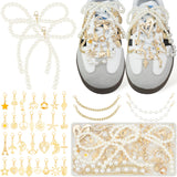 Deinduser 38 Pcs Shoe Charms Kit, Gold Shoe Charms for Sneakers, Gold and Pearl Shoelace Charm for Sneakers, Shell Charm for Sho