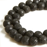 100pcs 10mm Black Lava Beads Natural Gemstone Beads Round Loose Beads for Crafting and Jewelry Making