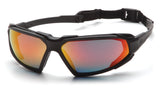 Pyramex Highlander Safety Eyewear, Sky Red Mirror AntiFog Lens With Black Frame