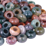 dssmboom 20 Pcs Indian Agate Large Hole Beads for Jewelry Making, DIY Crafts, Rondelle Loose Macrame Beads for Hair, 14x8mm