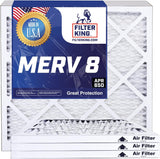 Filter King 16x25x0.5 Air Filter | 4PACK | MERV 8 HVAC Pleated A/C Furnace Filters | MADE IN USA | Actual Size: 15.5 x 24.5 x 0