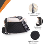 Adisa Women'S Girls Color Block Cross Body Sling Bag With Printed Belt (Sl5150-Bla-Whi),Black-White,,B0F2GT2YY8