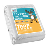 STARPYNG-7 Mil White 10x12 Feet Tarp-Multifunctional White Waterproof Tarpaulin-Waterproof, UV Resistant, Rip and Tear Resistant