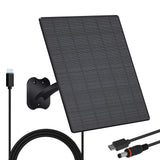 Zivif 10W Solar Panel for Security Cameras, 5V Solar Charger with USB-C/Micro USB/DC 5.5x2.1mm Ports, IP66 Waterproof, Adjustabl