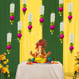 Shri MAtaji Store Lotus Hanging 8Pcs Small 10 INCH| Floral Wall Hangings, Temple Decoration Items, Backdrop for Pooja Pooja R