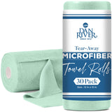 DAN RIVER Microfiber Cleaning Cloth Roll 30 Pack, 12x12 Inch Reusable Tear Away LintFree Cloths for Kitchen, Car and Home St