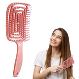 Pink Hair Detangler Brush - Curved Vented Brush for Thick Hair, Lightweight and Ergonomic, Convenient Size, Suitable for All Cur